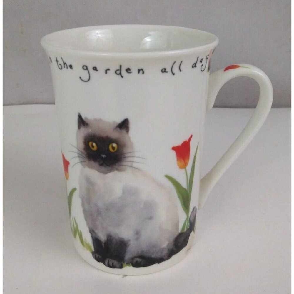 Vintage Kent Pottery Kittens Playing In The Garden Collectible Coffee Cup